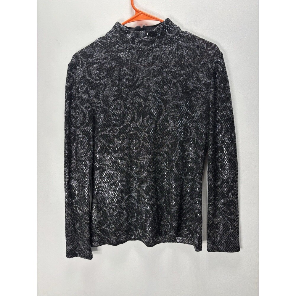 St. John Couture Women’sby Marie Gray Sz 4 Black Top with Design and Paillettes